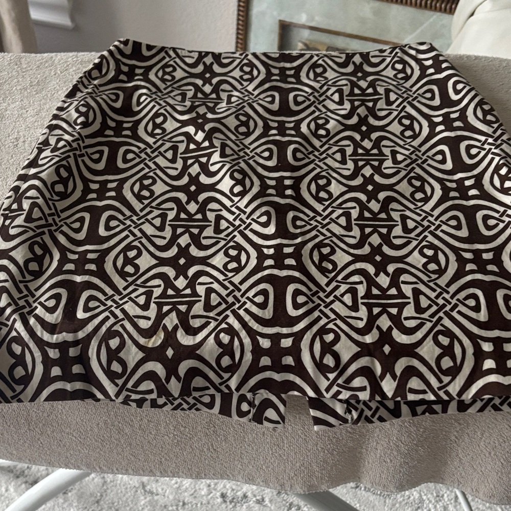 Jones New York Brown and White Geometric Mini Skirt